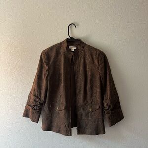 Coldwater Creek Brown Blazer Tailored Open Front